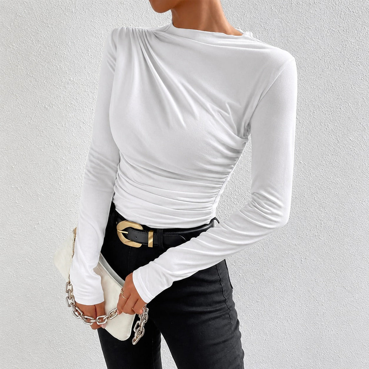 Livia - Eng anliegendes Langarmshirt mit Rüschen