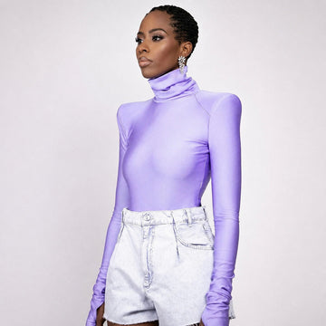 Ellery - Damen-Bodysuit mit Rollkragen und speziellen Schultereinsätzen