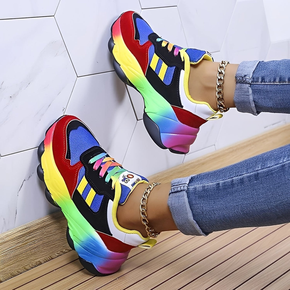 Erika - Bequeme Regenbogen-Schuhe