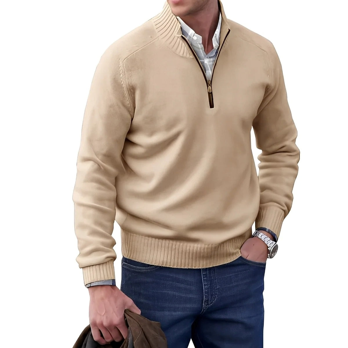 Gabriel - Bequemer Herrenpullover mit Reißverschluss
