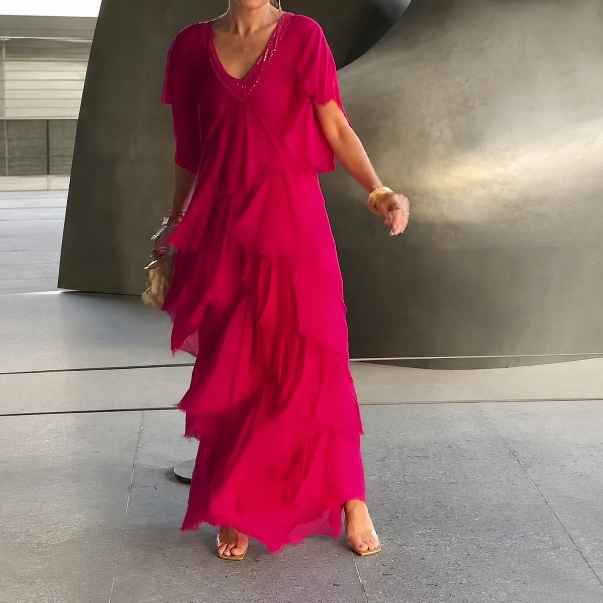 Riza - Elegant geschnittenes Faltenkleid
