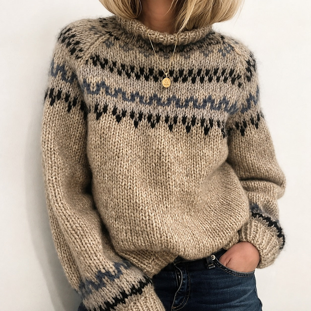 Oona - Bequemer isländischer Rollkragenpullover