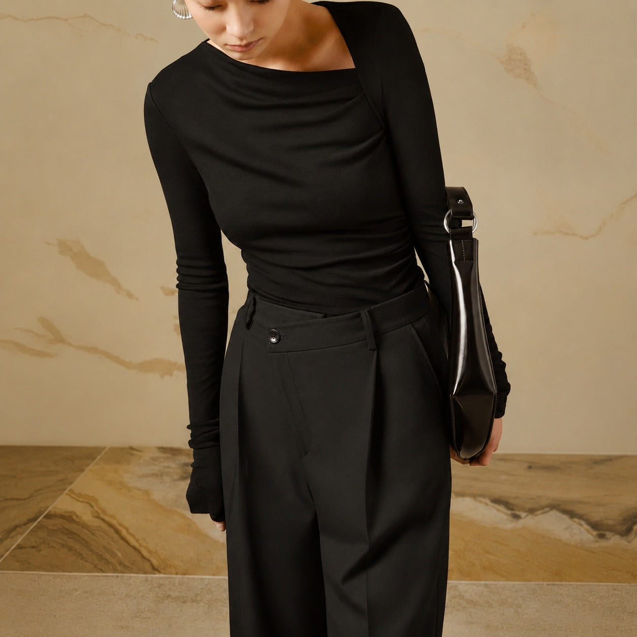 Selina - Enganliegendes Langarmshirt mit Struktur