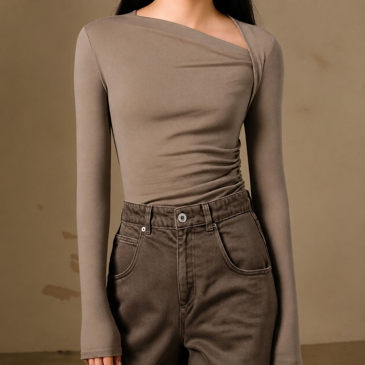 Selina - Enganliegendes Langarmshirt mit Struktur