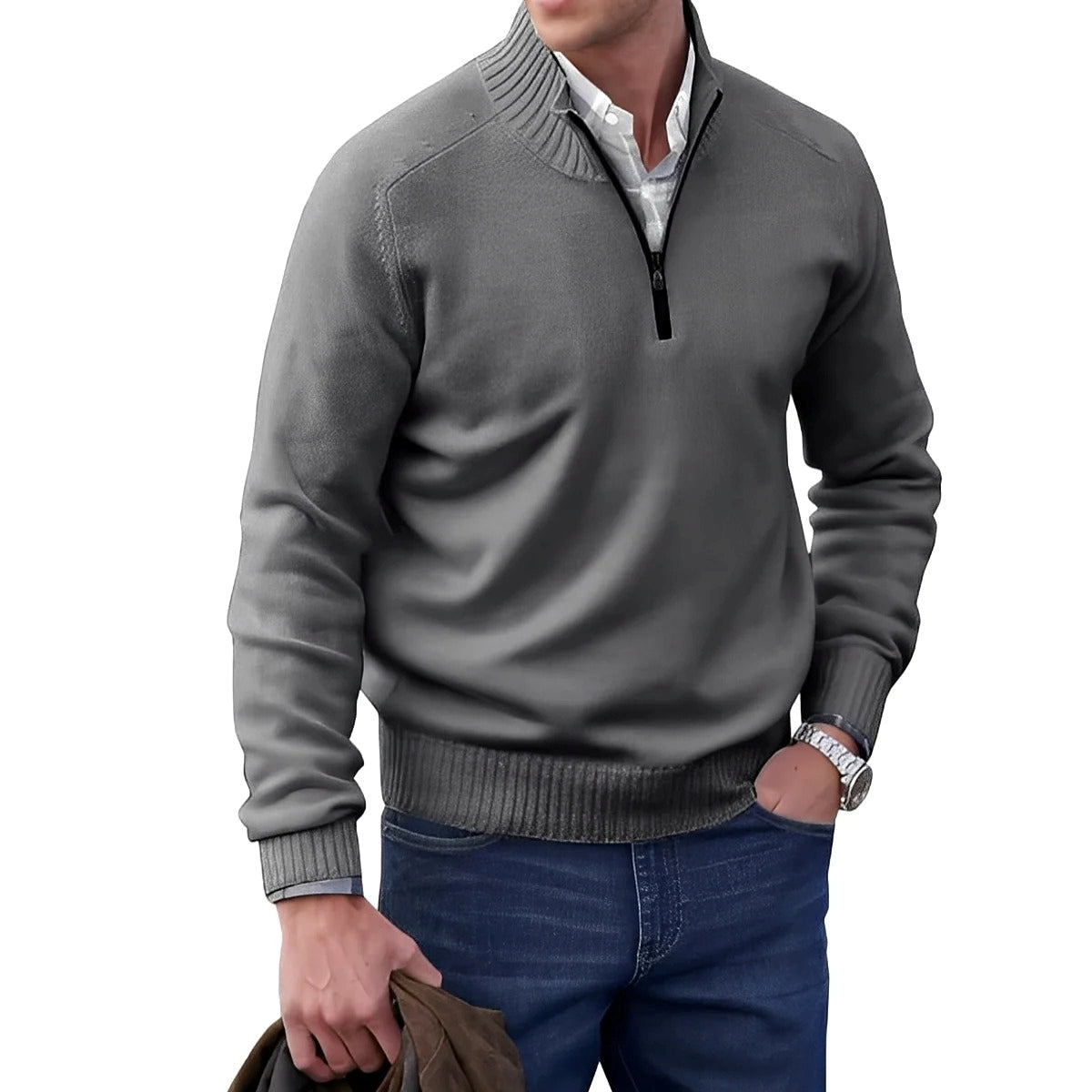 Gabriel - Bequemer Herrenpullover mit Reißverschluss