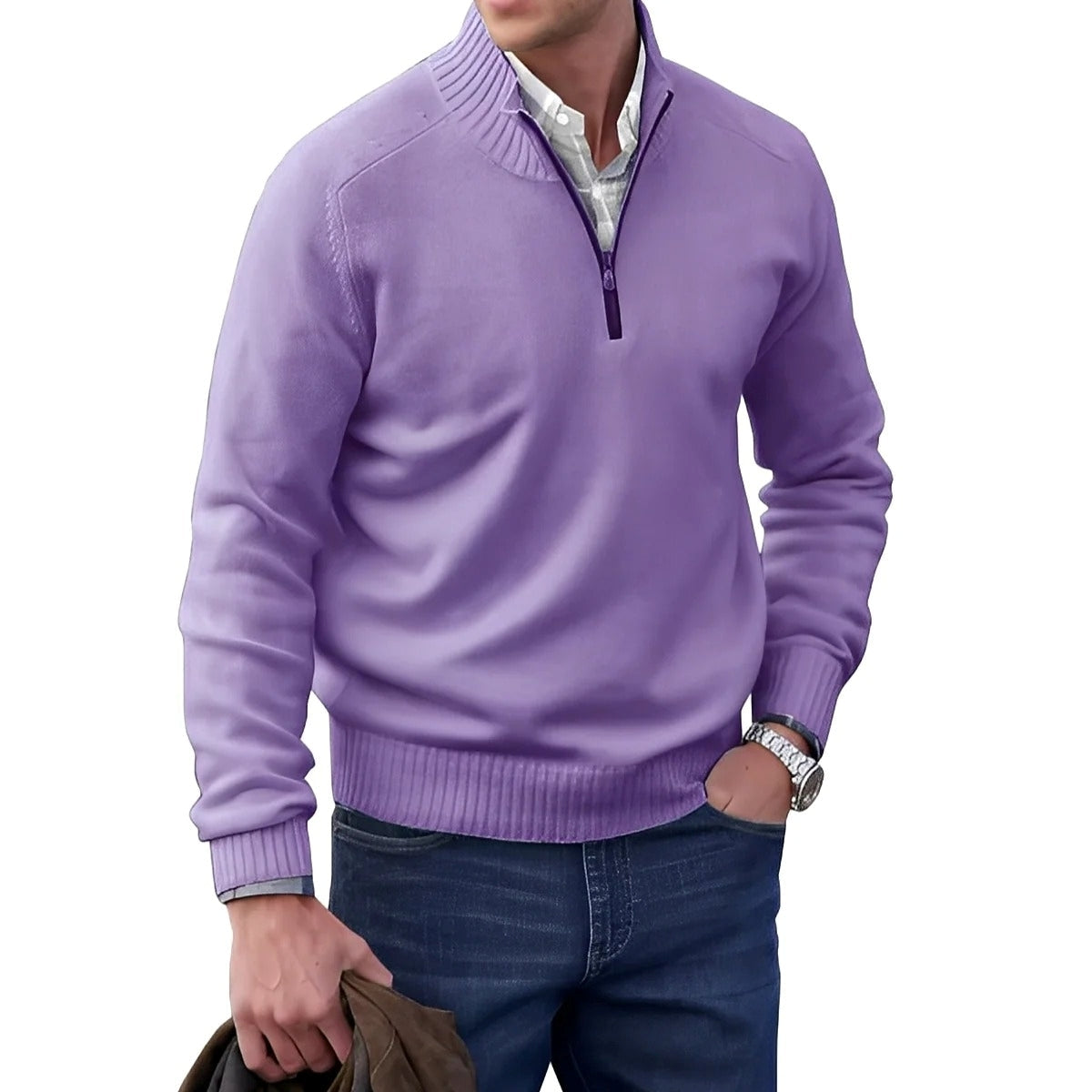 Gabriel - Bequemer Herrenpullover mit Reißverschluss