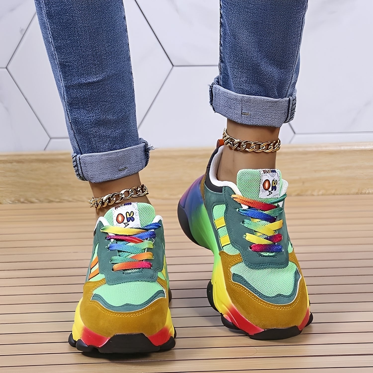 Erika - Bequeme Regenbogen-Schuhe