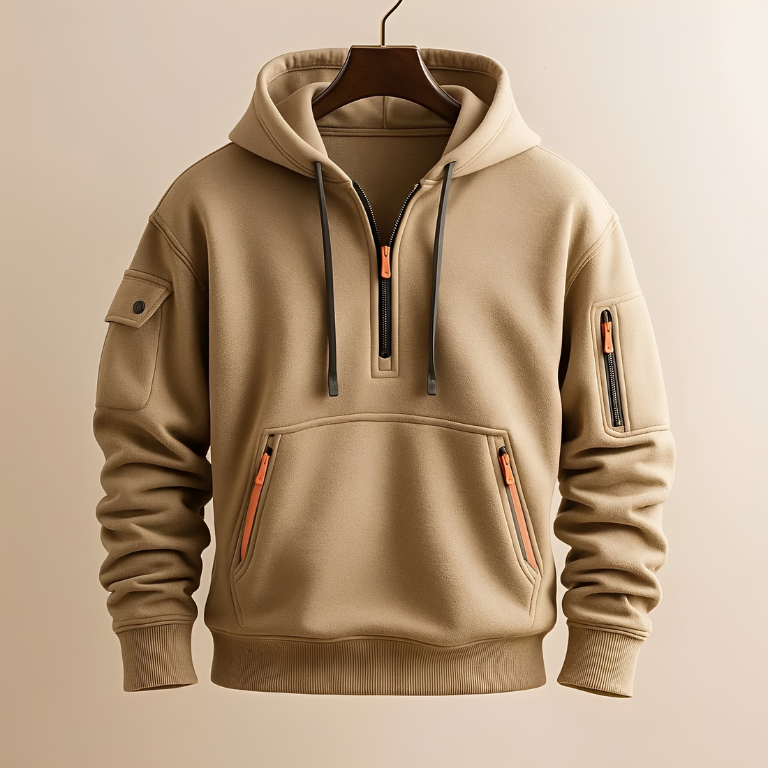 Burton - Komfortabler Kapuzenpullover mit halbem Reißverschluss