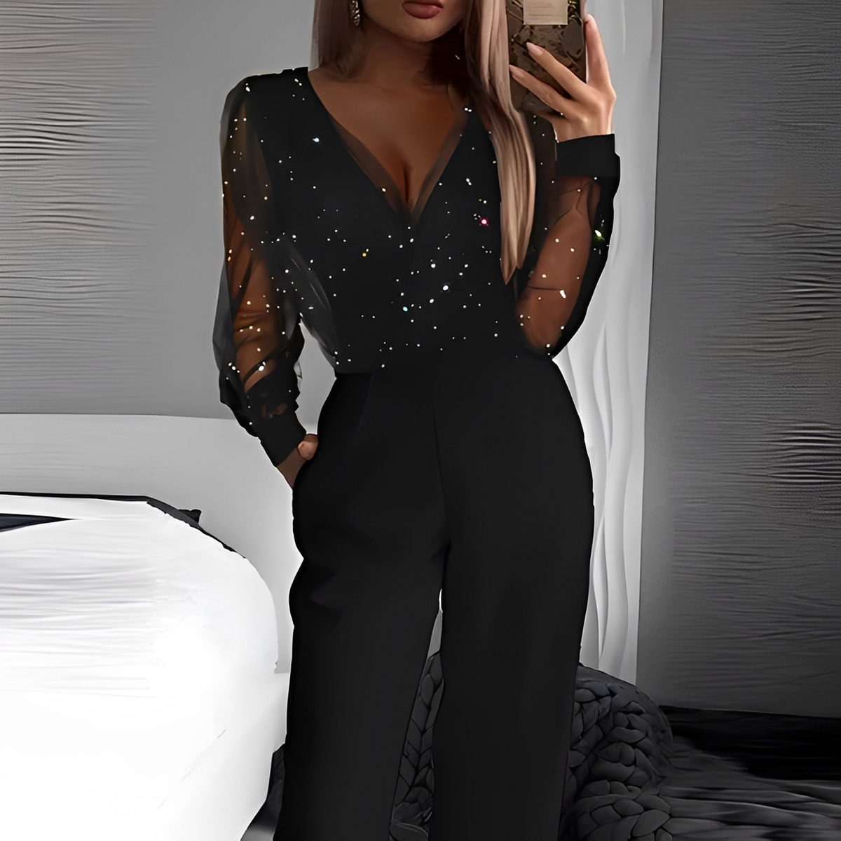 Arianna - Eleganter V-Ausschnitt Overall