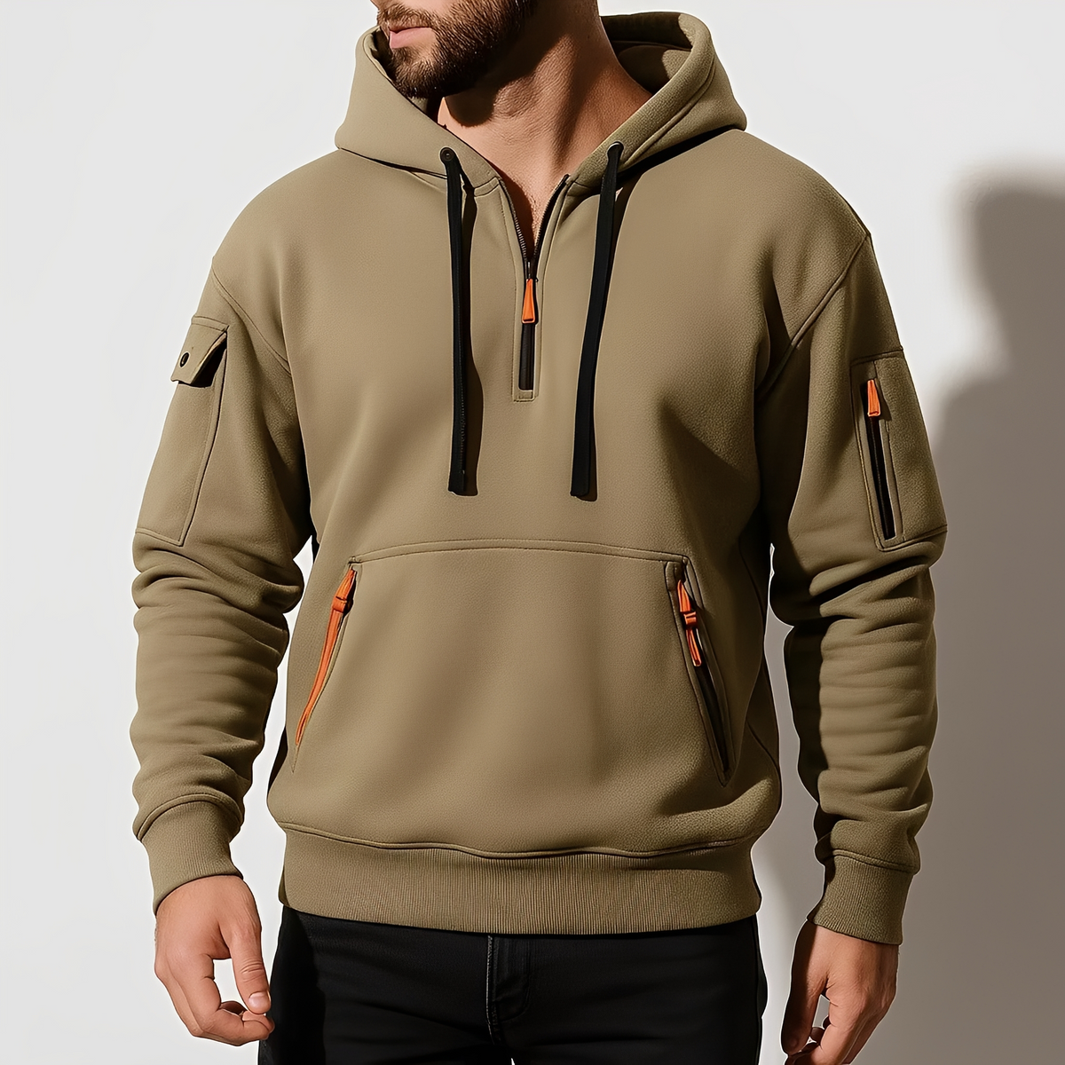 Burton - Komfortabler Kapuzenpullover mit halbem Reißverschluss