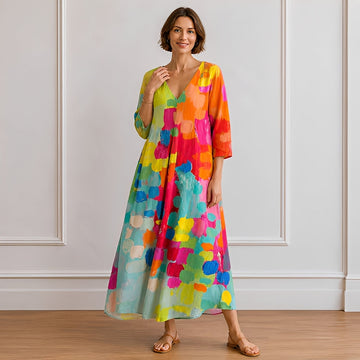 Alina - großzügiges Midikleid mit V-Ausschnitt