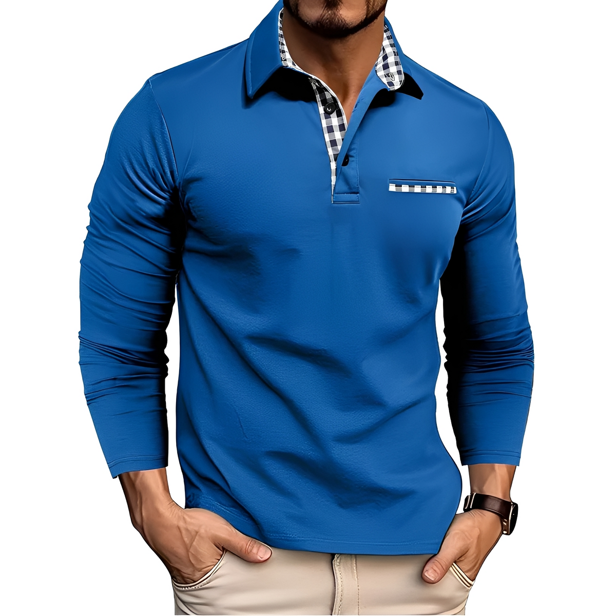 Charel - Robustes Langarm-Poloshirt