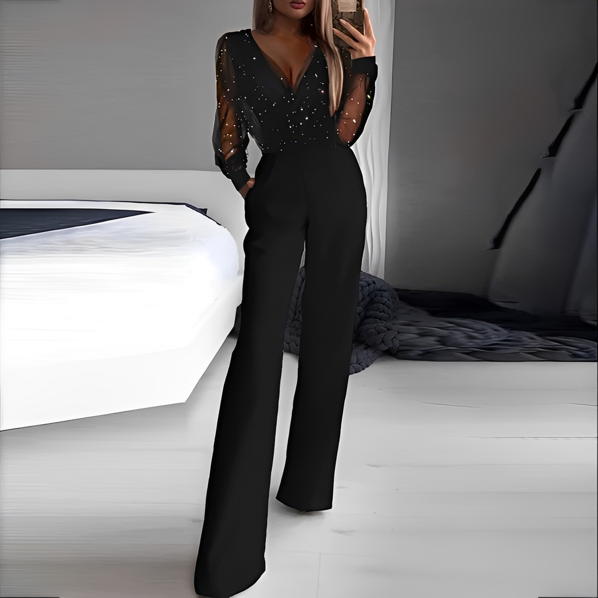 Arianna - Eleganter V-Ausschnitt Overall