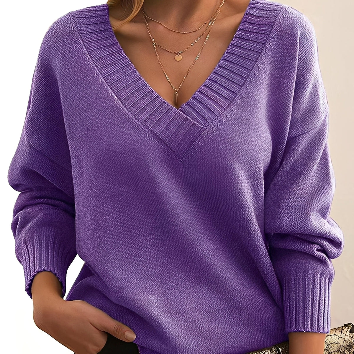Mollie - Eleganter und komfortabler V-Ausschnitt-Pullover