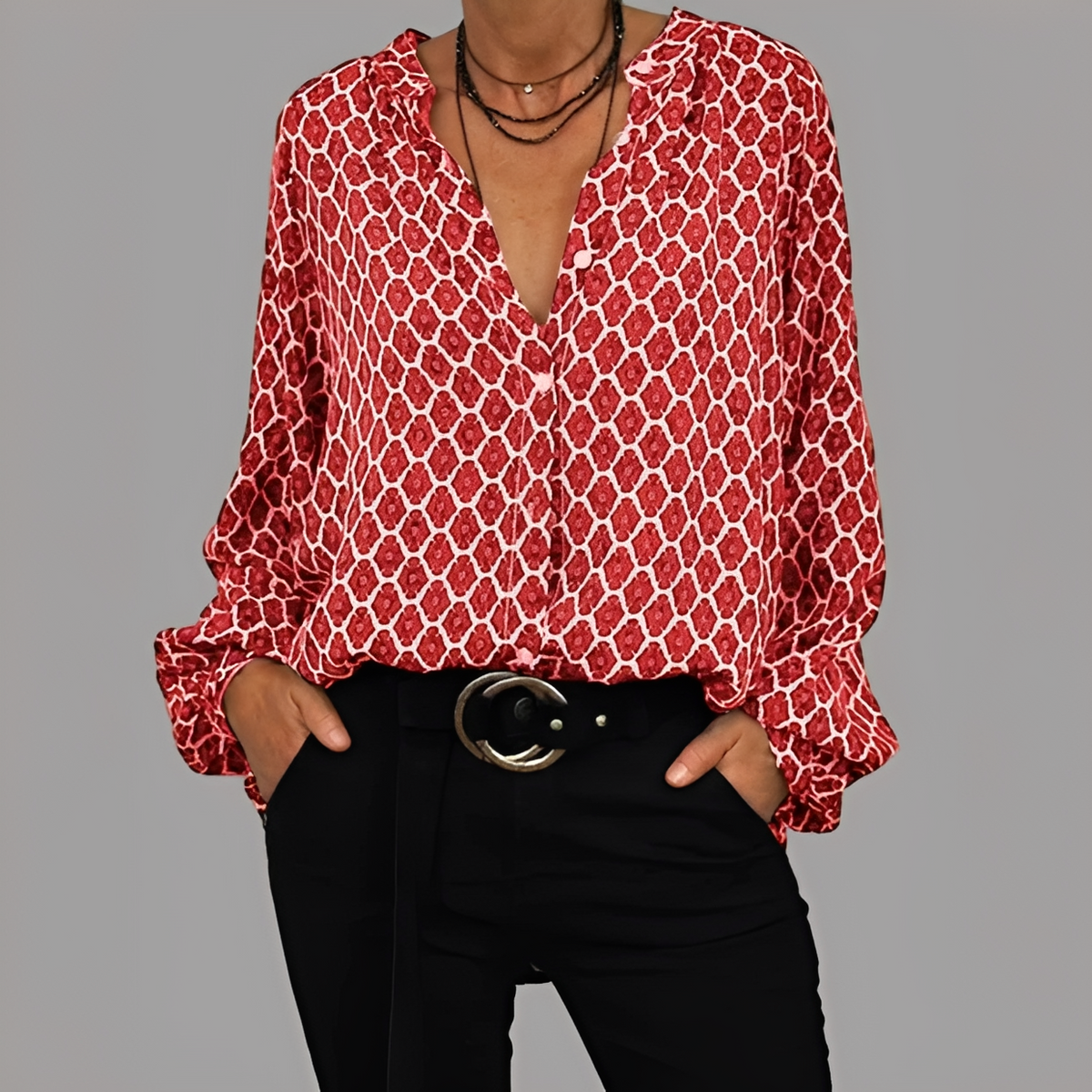 Lena - Stilvolle Bluse mit V-Ausschnitt