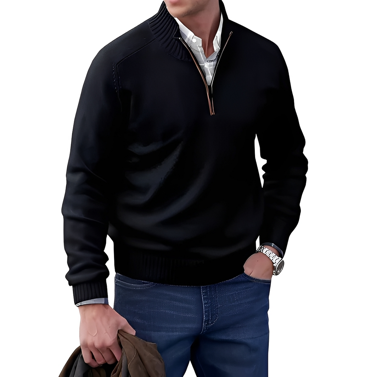 Jeremy - Komfortabler Pullover mit Reißverschlusskragen