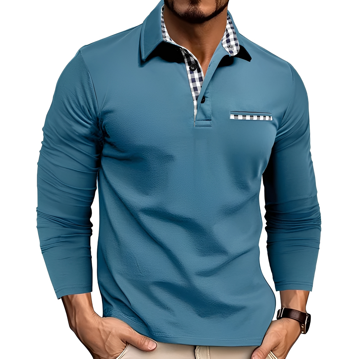 Charel - Robustes Langarm-Poloshirt