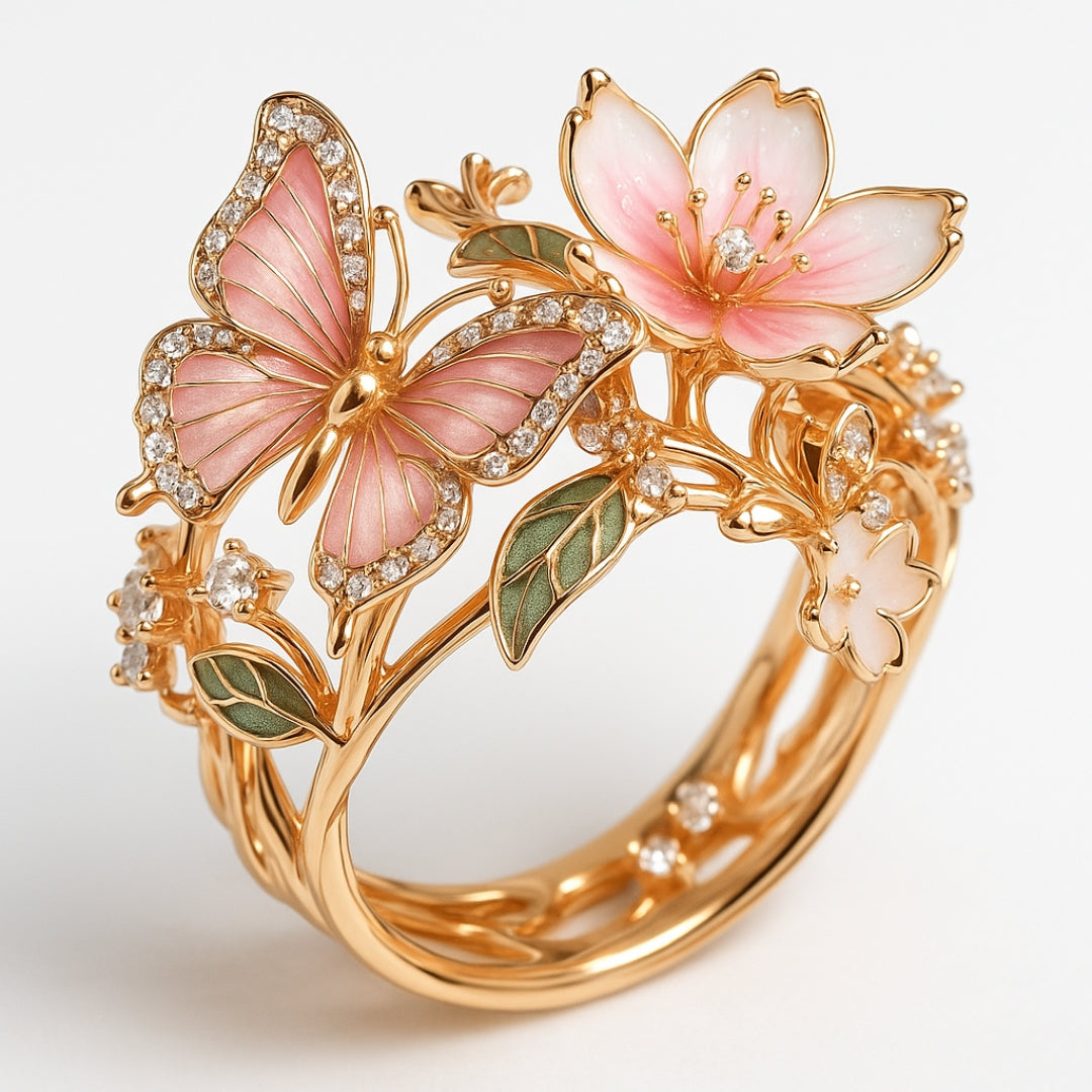 Meliora – Glänzender Schmetterlingsring mit Zirkonia