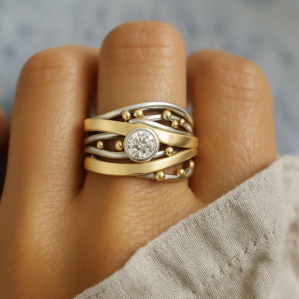 Dahlia – Vintage Goldring mit Zirkonia
