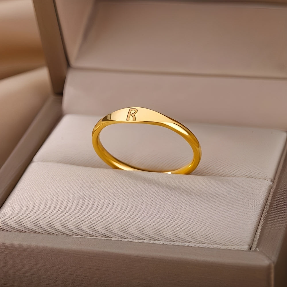 Minimalistischer Namensring | Ring mit graviertem Anfangsbuchstaben