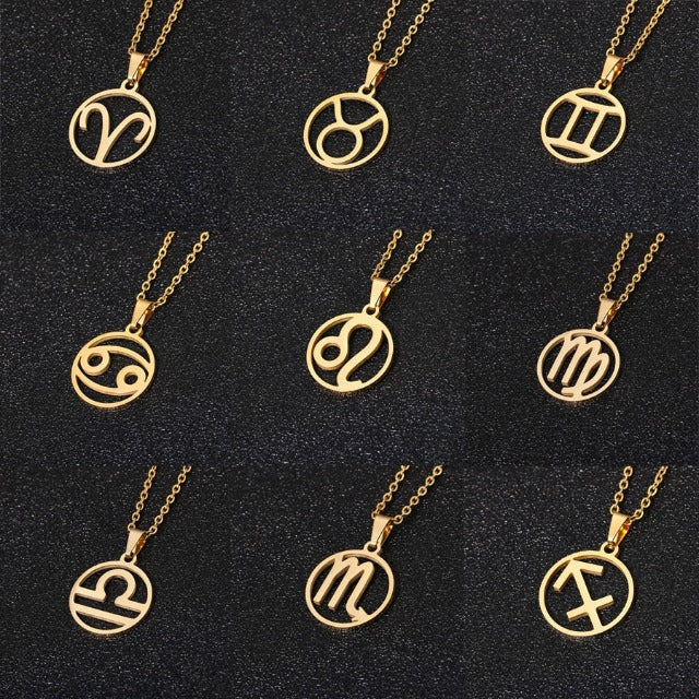 Astra – Zodiac-Halskette mit Anhänger der 12 Tierkreiszeichen
