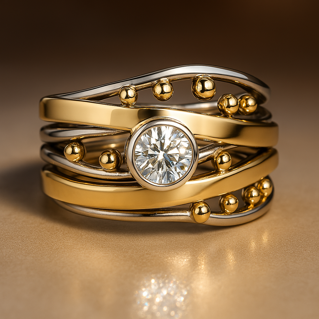 Dahlia – Vintage Goldring mit Zirkonia