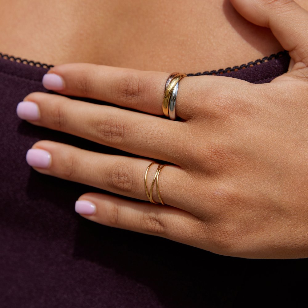 Elena – Stilvoller dreifarbiger Triple-Ring