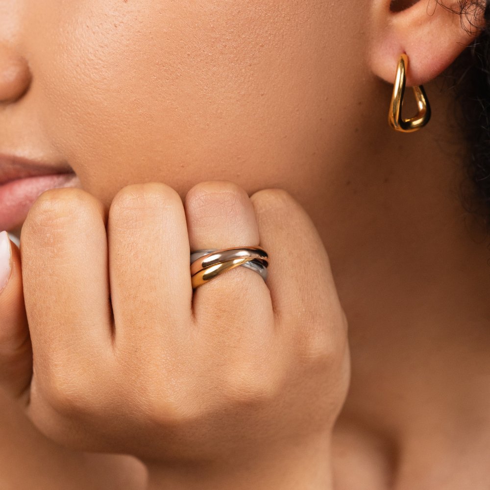 Elena – Stilvoller dreifarbiger Triple-Ring