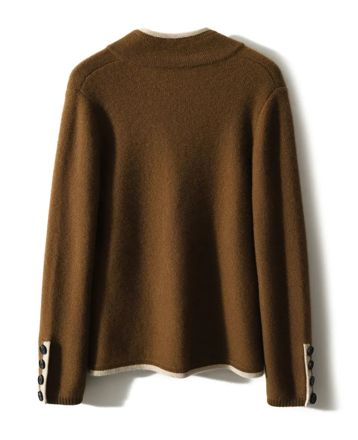 Cardigan für Damen - Knopfverschluss mit Taschen und Kontrastbesatz