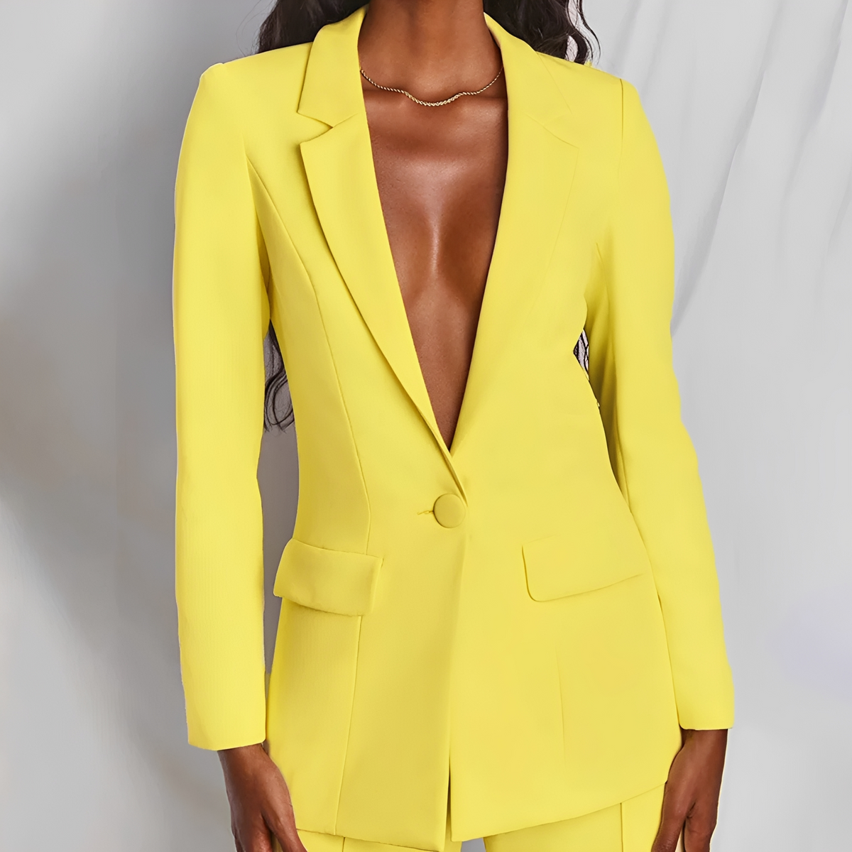 Damen Anzug Set Blazer und Weite Hose - Schlanker Schnitt mit Reverskragen