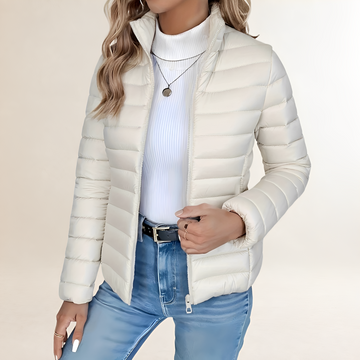 Damen Übergangsjacke mit Stehkragen, Reißverschluss, schmaler Schnitt, gesteppt