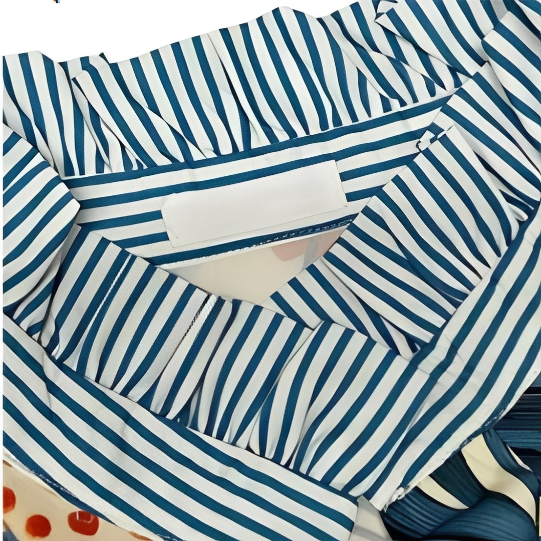 Damen Bluse mit Halbknopfleiste, Hemdkragen, lange Ärmel – lockere Passform, Alloverprint