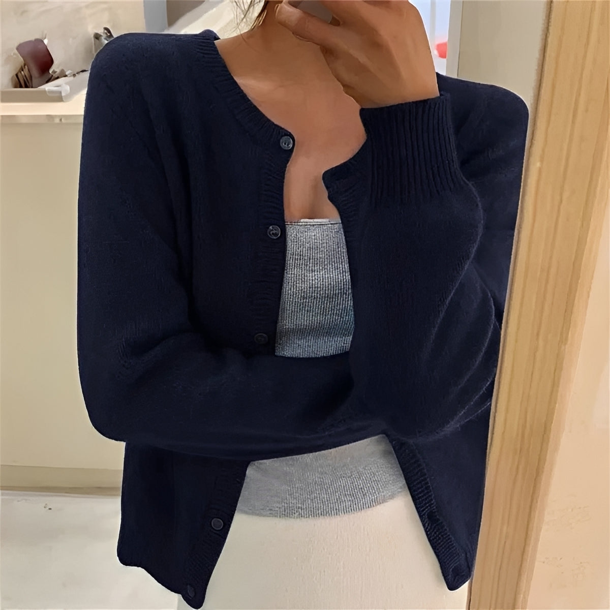 Damen Cardigan mit Knopfverschluss, Rippbündchen, regulärer Schnitt