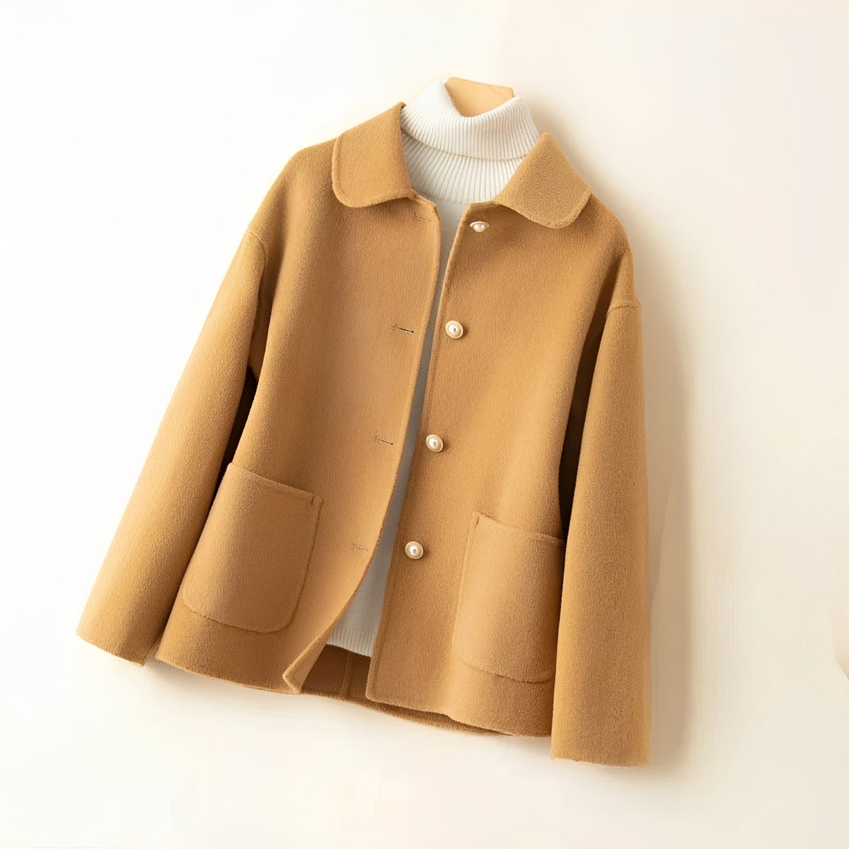 Damen Jacke mit Knopfleiste, Streckkragen und Patchtaschen