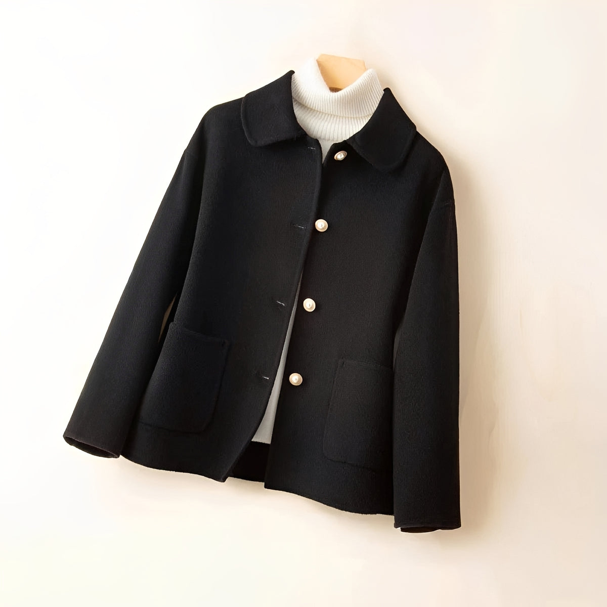 Damen Jacke mit Knopfleiste, Streckkragen und Patchtaschen