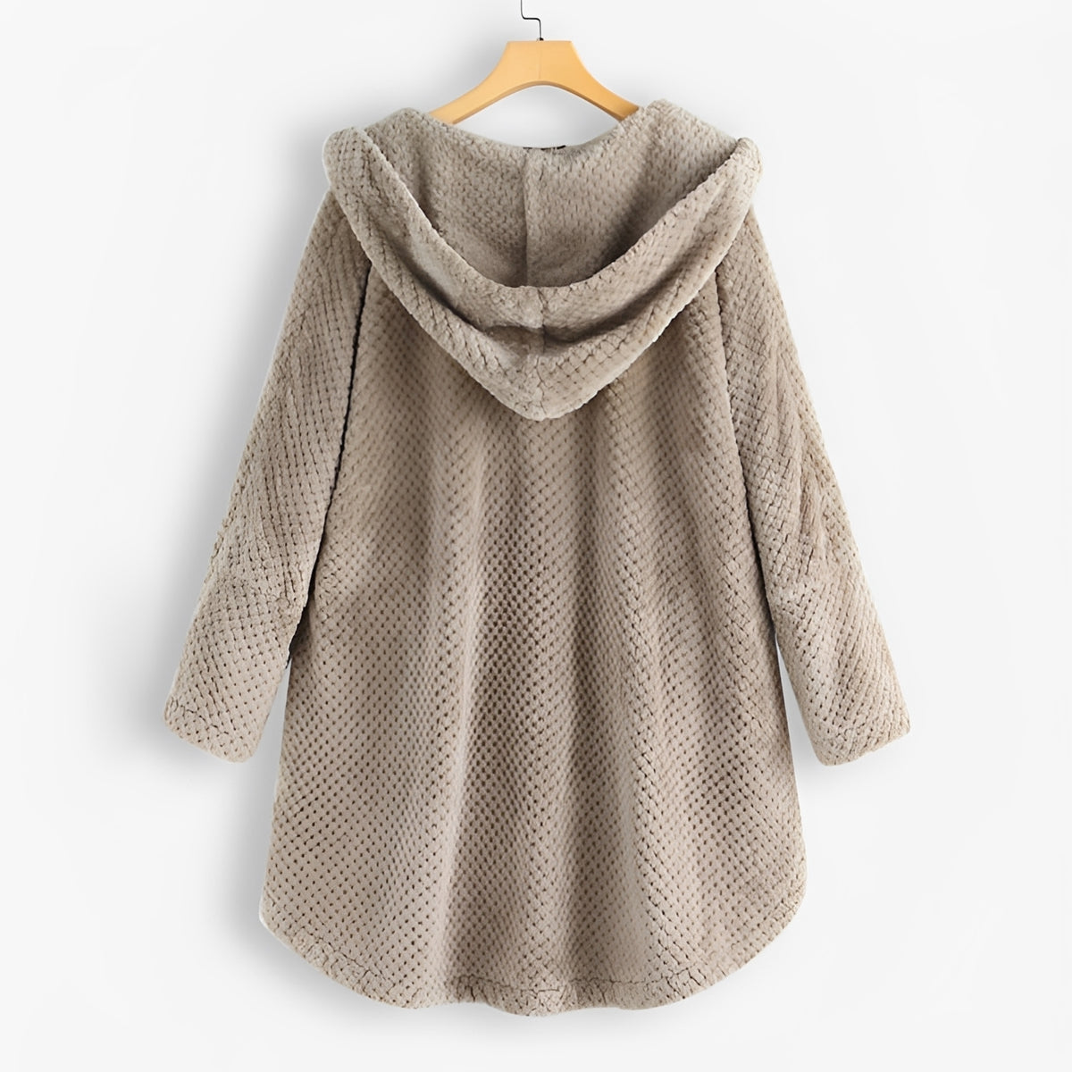Damen Kapuzenjacke mit Knopfleiste und Seitentaschen - lockere Passform, langärmlig