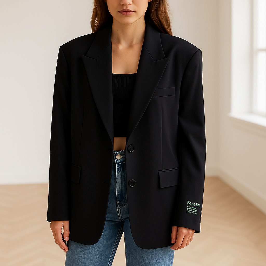 Damen Oversized Blazer mit Knopfverschluss und Reverskragen
