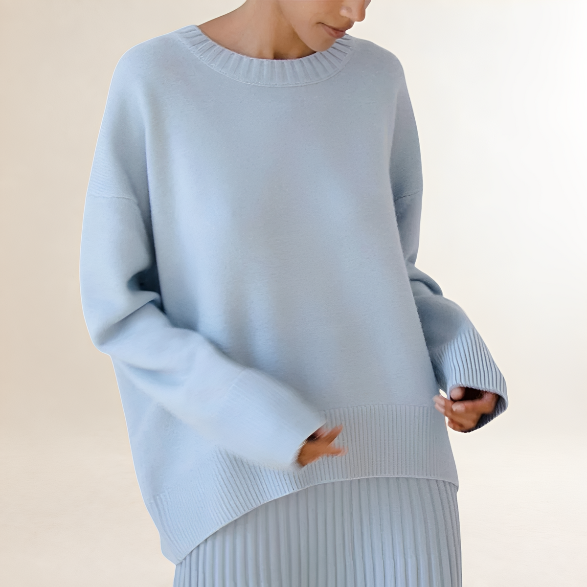 Damen Oversized Pullover Rundhals Longsleeve