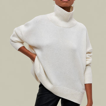 Damen Rollkragenpullover mit Turtleneck Relaxed Fit Oversized