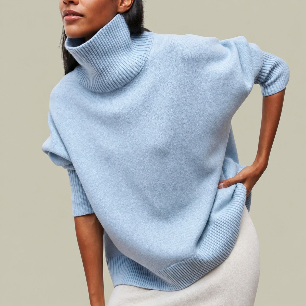 Damen Rollkragenpullover mit Turtleneck Relaxed Fit Oversized