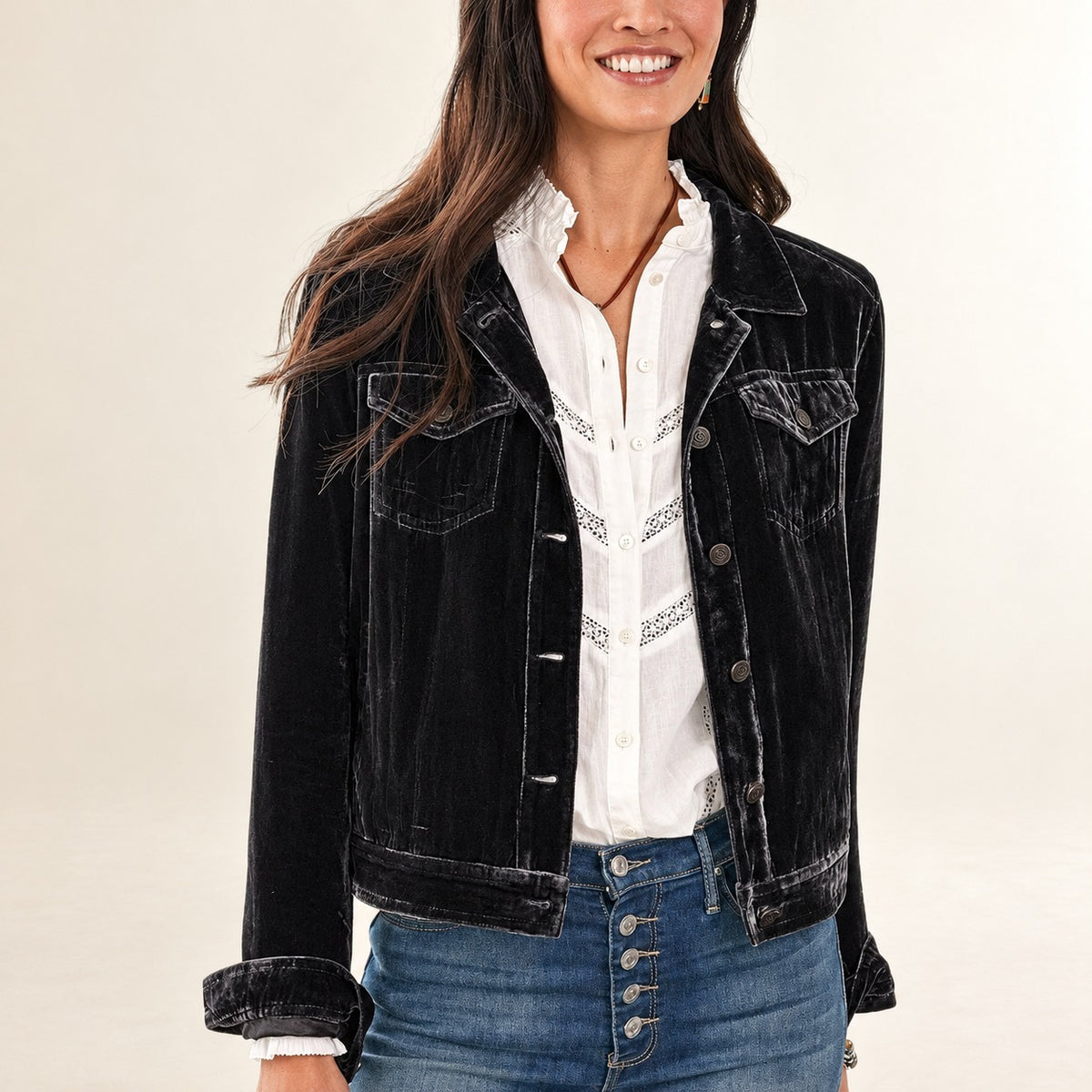 Damen Shirt-Jacke mit Knopfleiste, Reverskragen und Brusttaschen - langärmliger, lockerer Schnitt