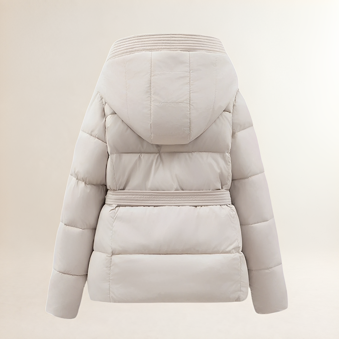 Damen-Steppjacke mit Kapuze und Gürtel - Gestepptes Design, Bequeme Passform