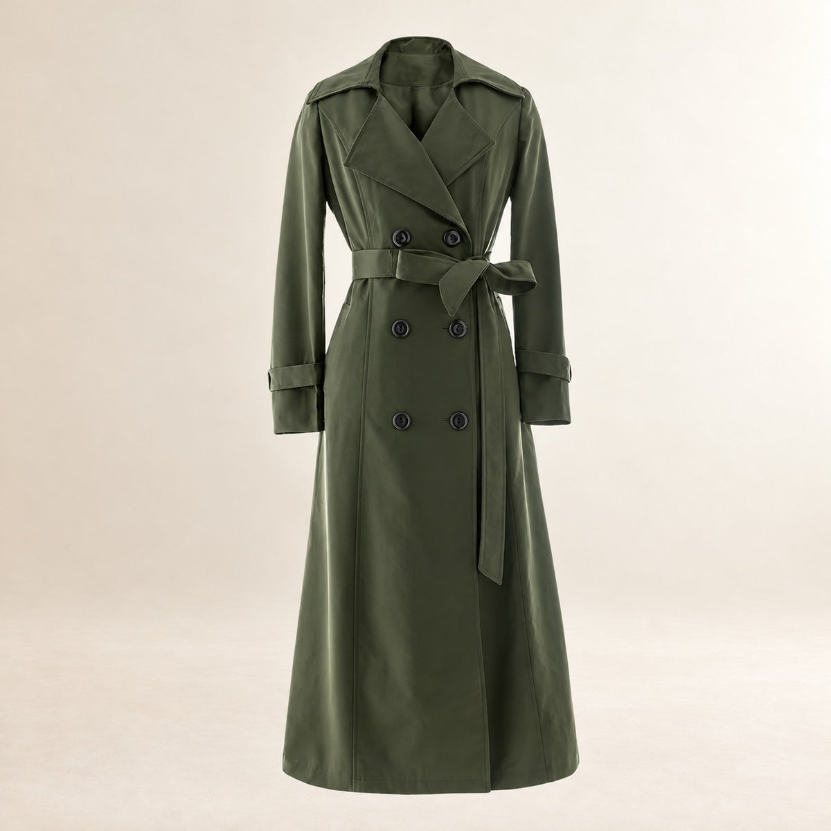 Damen Trenchcoat lang Doppelknopfleiste mit Reverskragen
