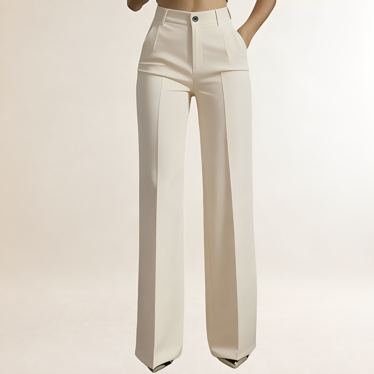 Damen Weite Hose mit hohem Bund und tailliertem Schnitt - Elegante, strukturierte Damenhose