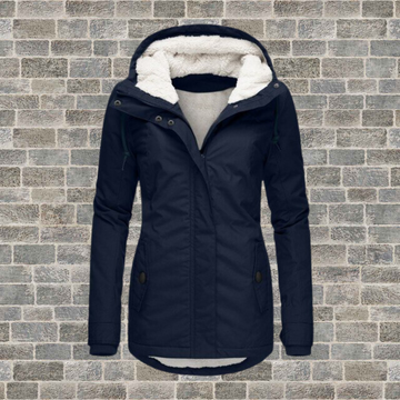 Damen Winterjacke mit Kapuze - Casual Fit, Reißverschluss, seitliche Taschen