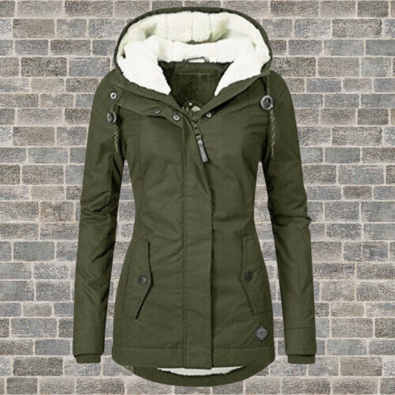 Damen Winterjacke mit Kapuze - Casual Fit, Reißverschluss, seitliche Taschen