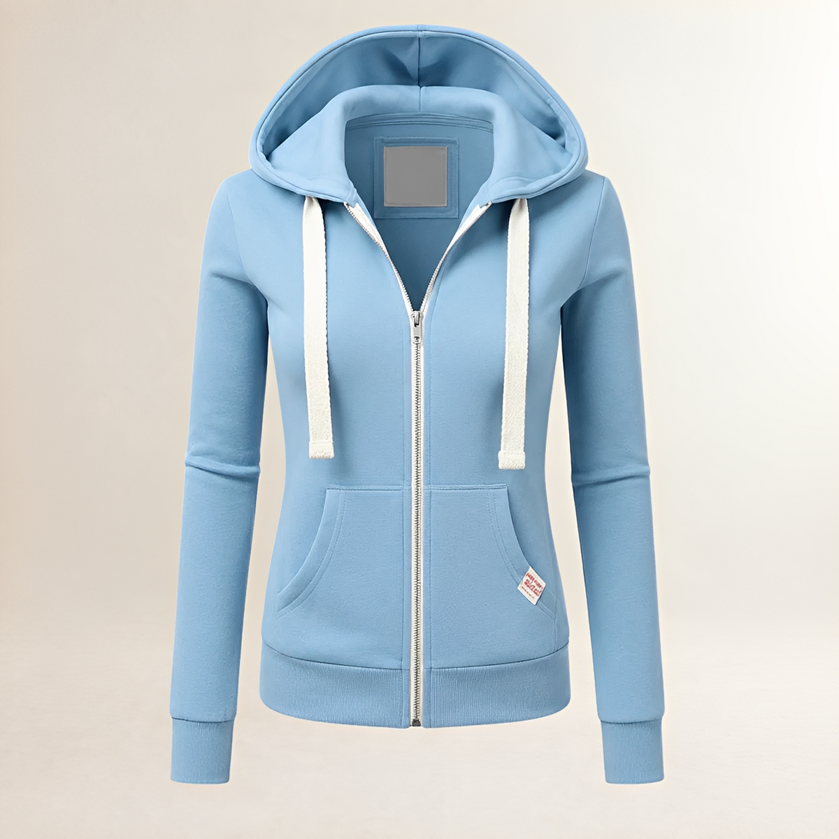 Damen Zip-Hoodie mit enger Passform, Langarm, Kängurutasche