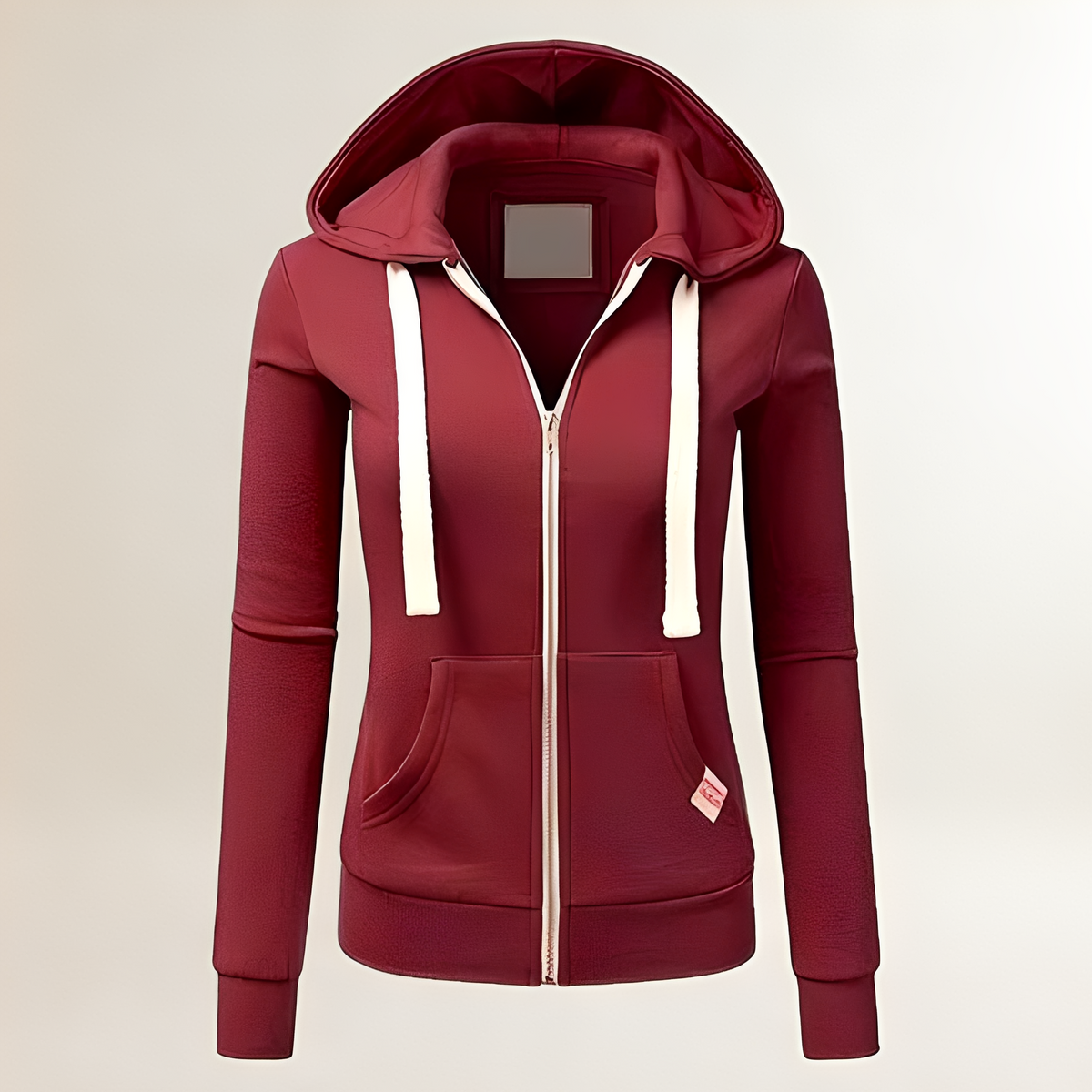 Damen Zip-Hoodie mit enger Passform, Langarm, Kängurutasche