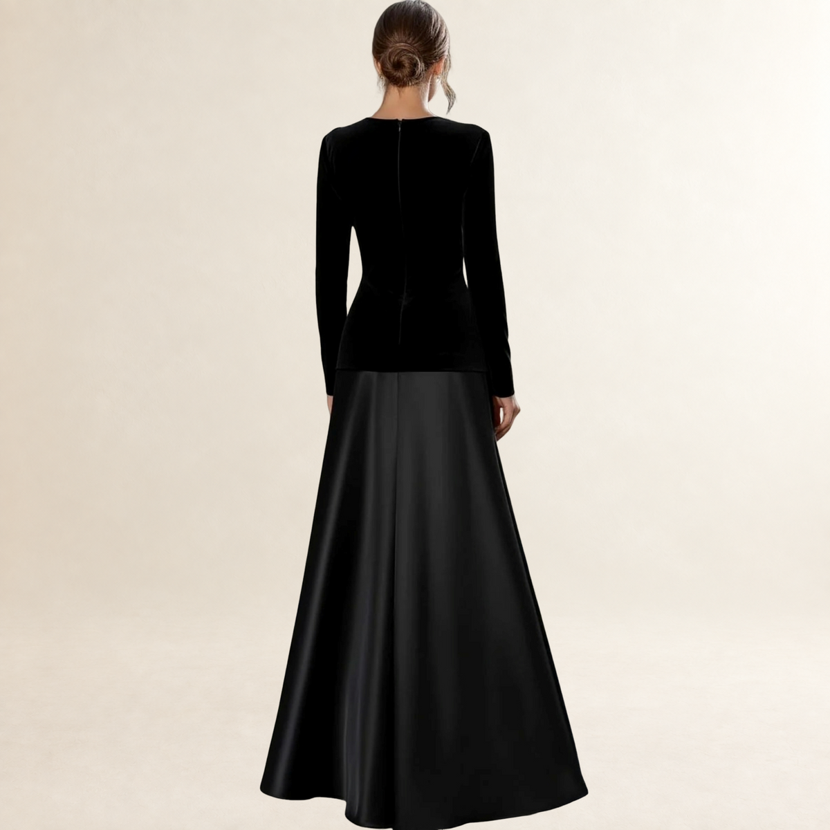 Damentodenkleid langarm A-Linien-Schnitt mit geradem Ausschnitt