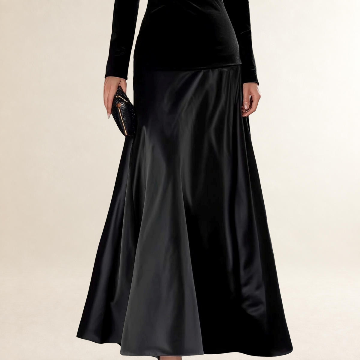 Damentodenkleid langarm A-Linien-Schnitt mit geradem Ausschnitt